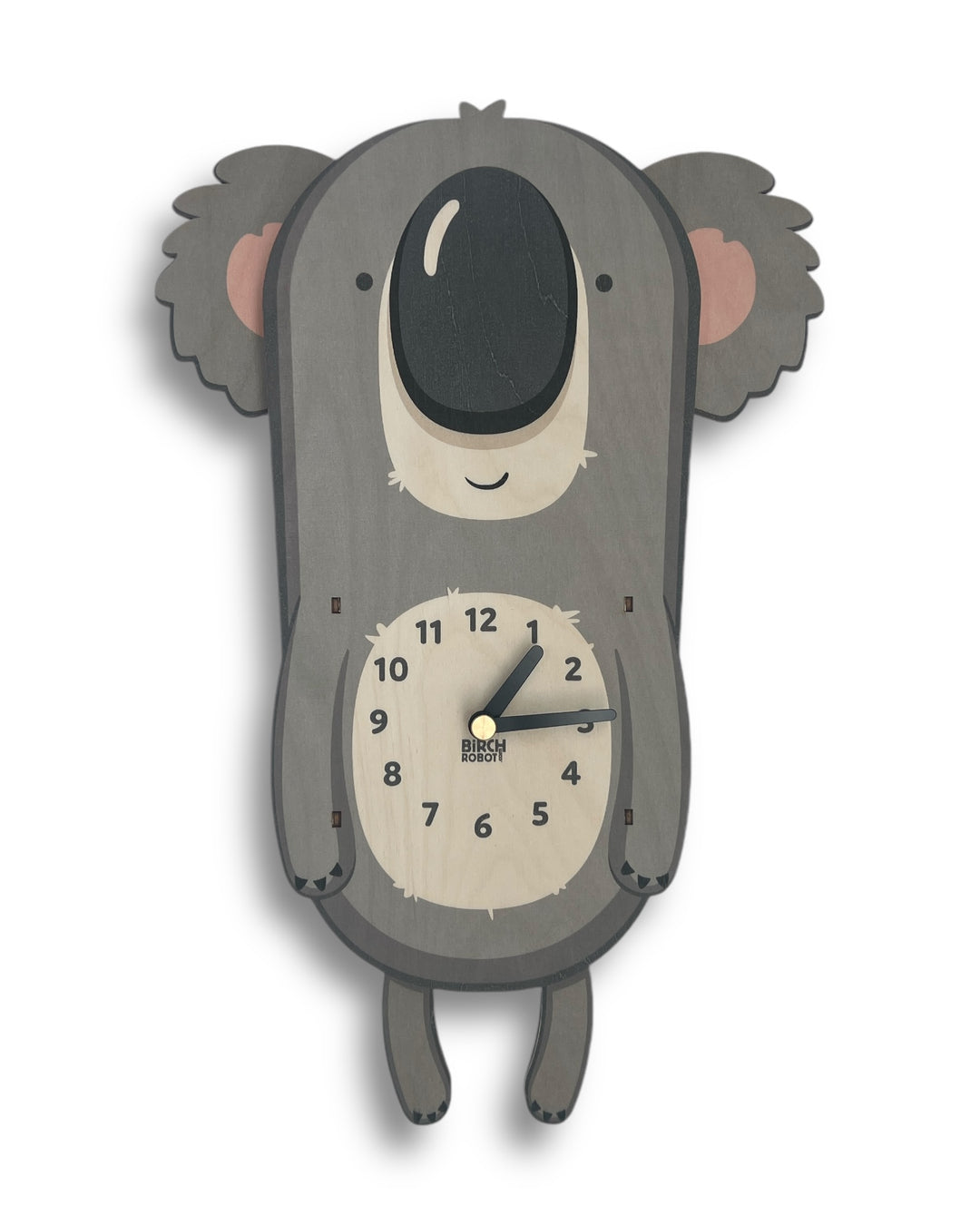 Koala pendulum wall clock for kids room or baby nursery