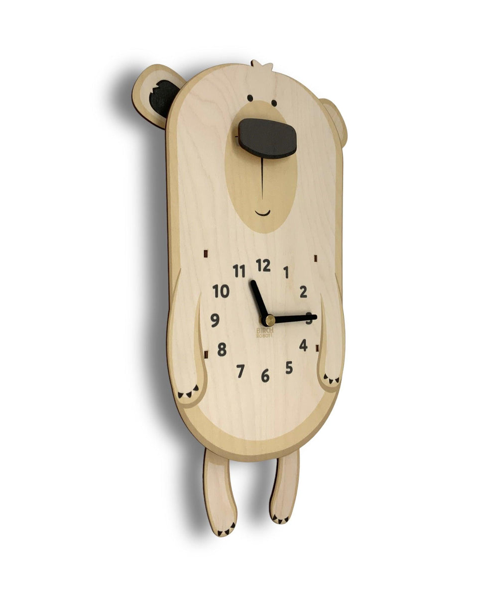 Oslo the Polar Bear Pendulum Wall Clock – Birch Robot